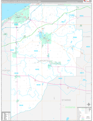 Michigan City-La Porte Metro Area Wall Map Premium Style 2024